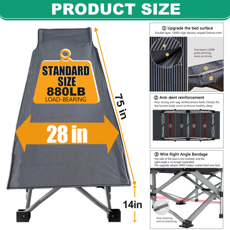 Standard camping 2024 cot size